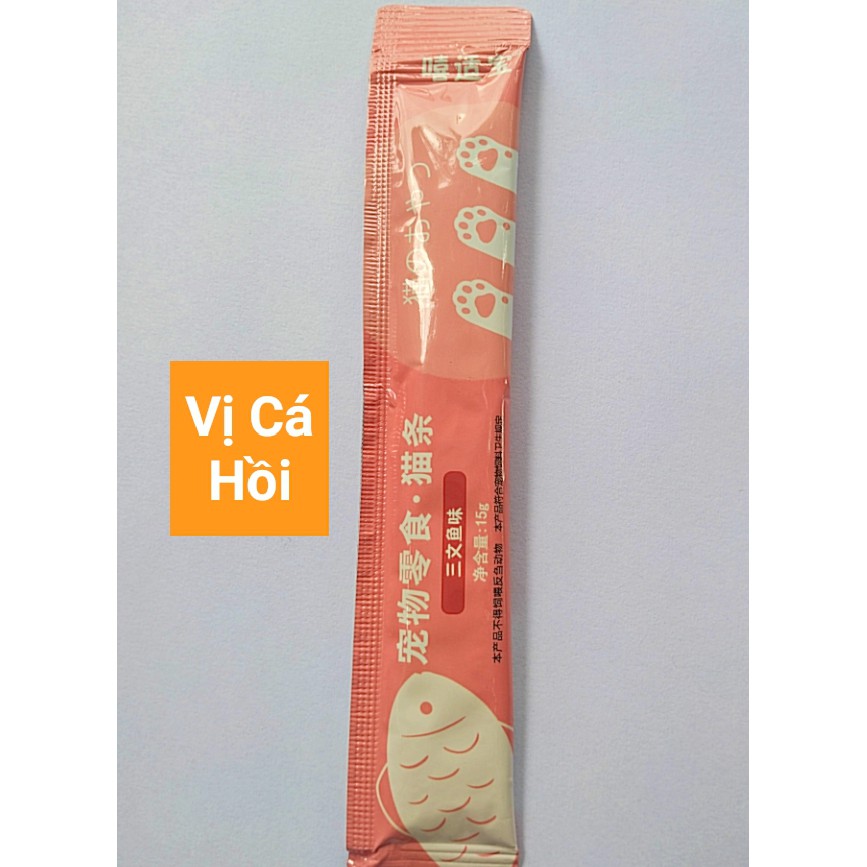 Súp thưởng cho mèo - Pate mèo - thanh 15g 3vị thơm ngon Cá ngừ, cá hồi, gà xò điệp
