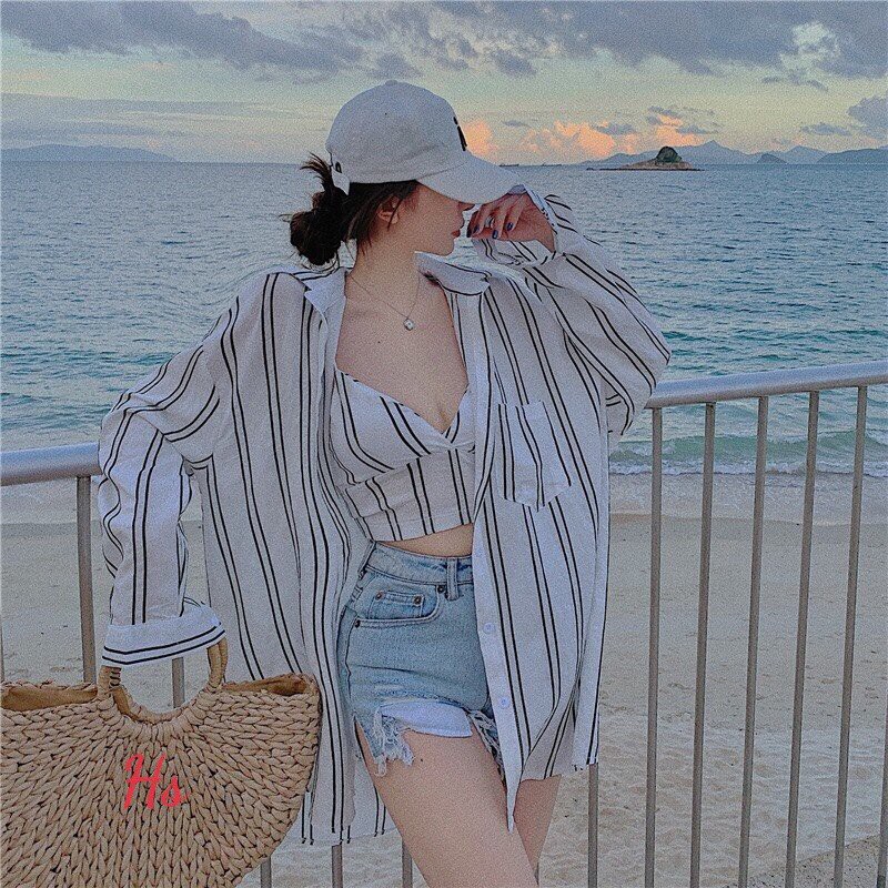 Set Áo Bra CÓ Mút Kèm Áo Khoác Sơ Mi Phong Cách Trẻ Trung 2021 X.Store Có Ảnh Thật + Video