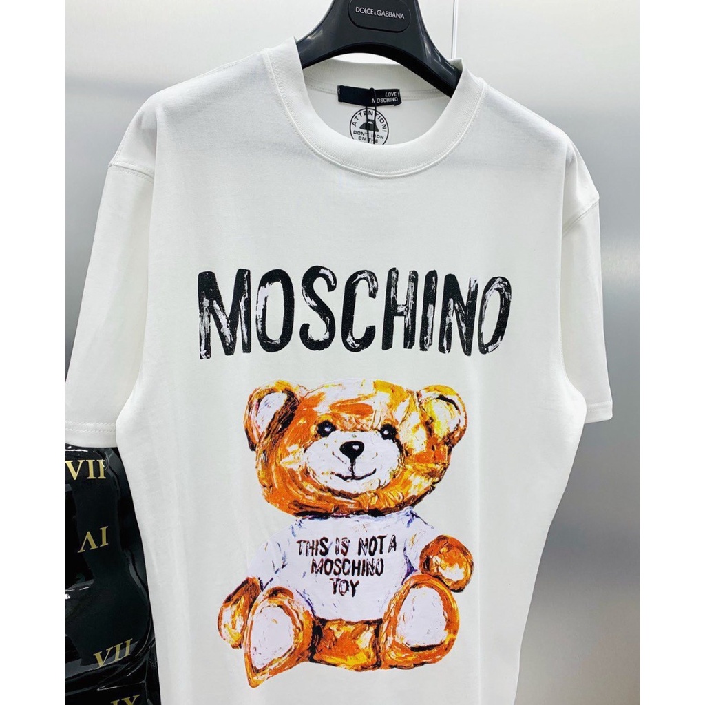 Áo Thun Gấu MOSCHINO Siêu Kute Mã F12 Cotton Thoáng Mát Phong Cách Lịch Sự, Thoải Mái Hoạt Động Hè