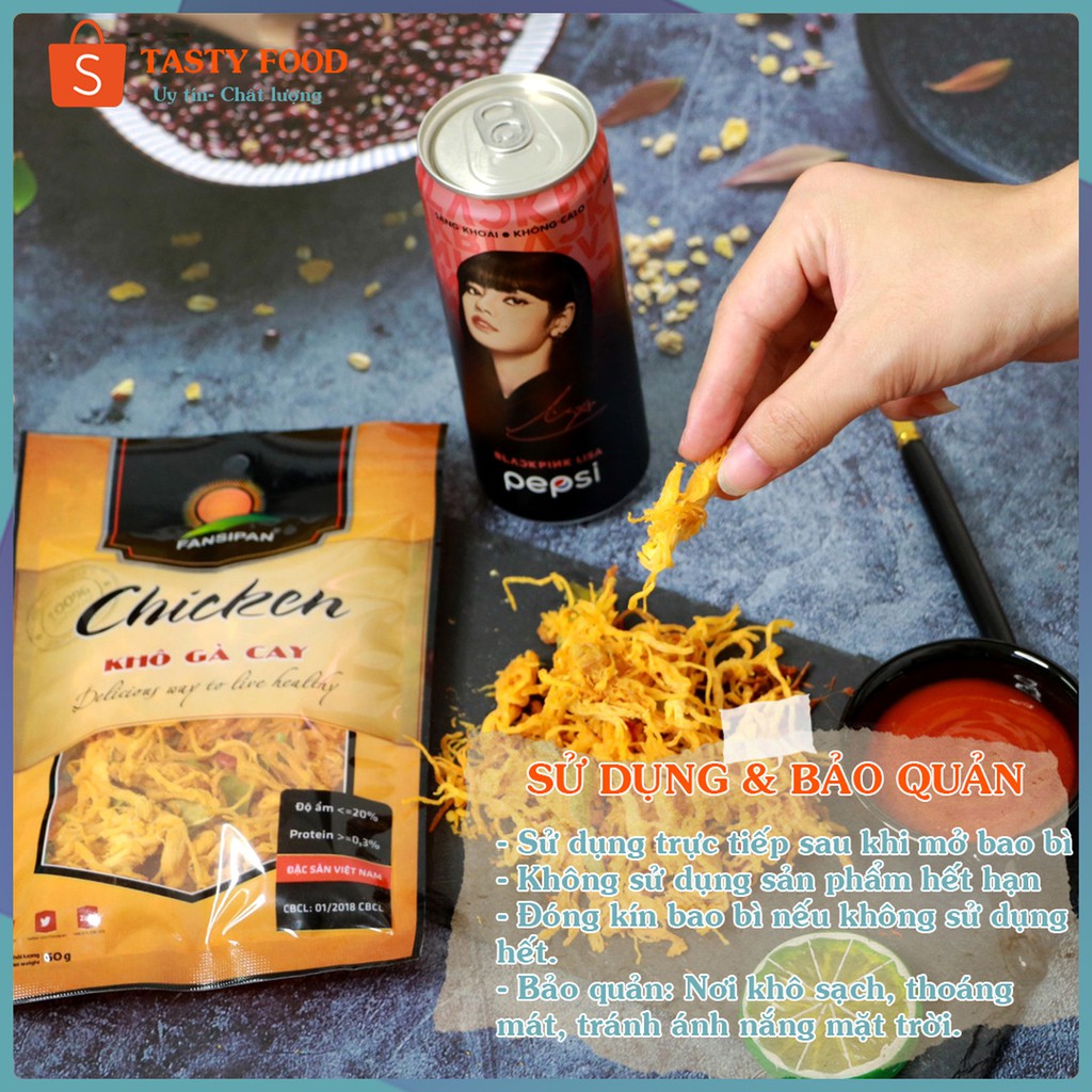 KHÔ GÀ LÁ CHANH Fanxipan gói 50g cay ngon, gà xé lá chanh loại 1 cao cấp, khô gà xé cay tỏi ớt Tasty Food | BigBuy360 - bigbuy360.vn