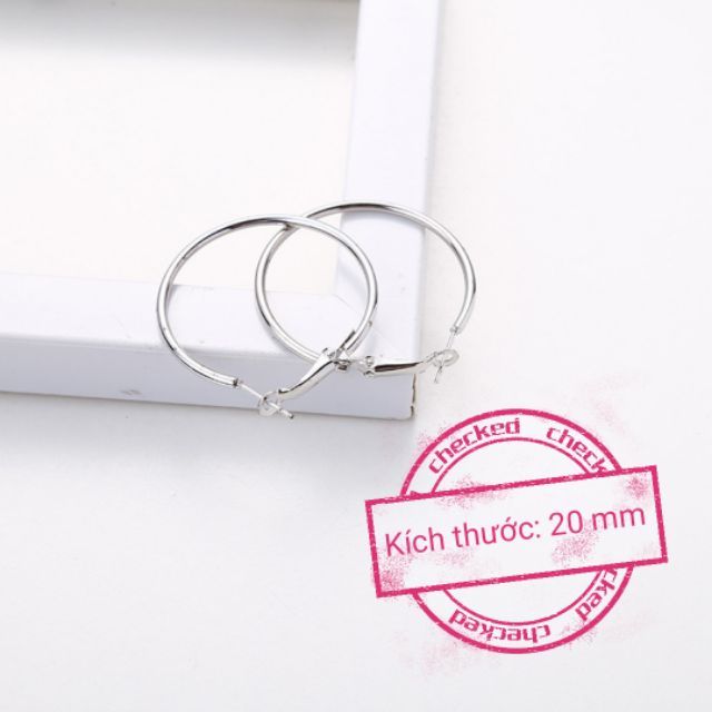 Bông tai khoen trơn đơn giản đường kính 20mm