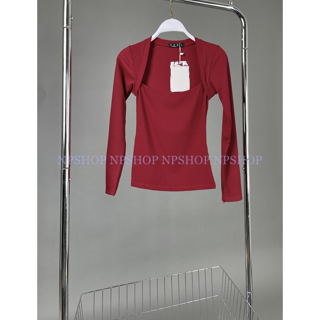 Áo thun gân ôm nữ tay dài 3 màu trắng, đen, đỏ NPA049