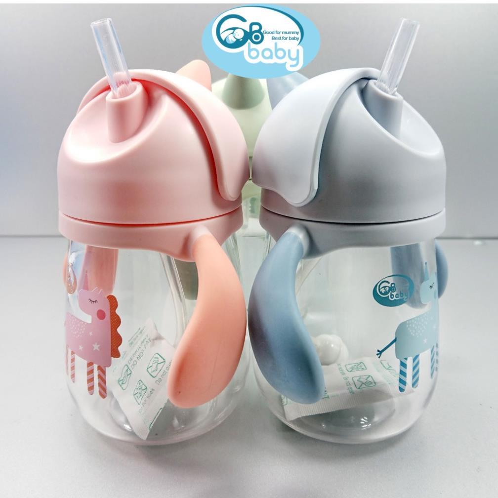 Bình tập uống nước cho bé có ống hút chống sặc Tritan cao cấp GB-Baby 240 ml Gbbaby (hình kì lân)