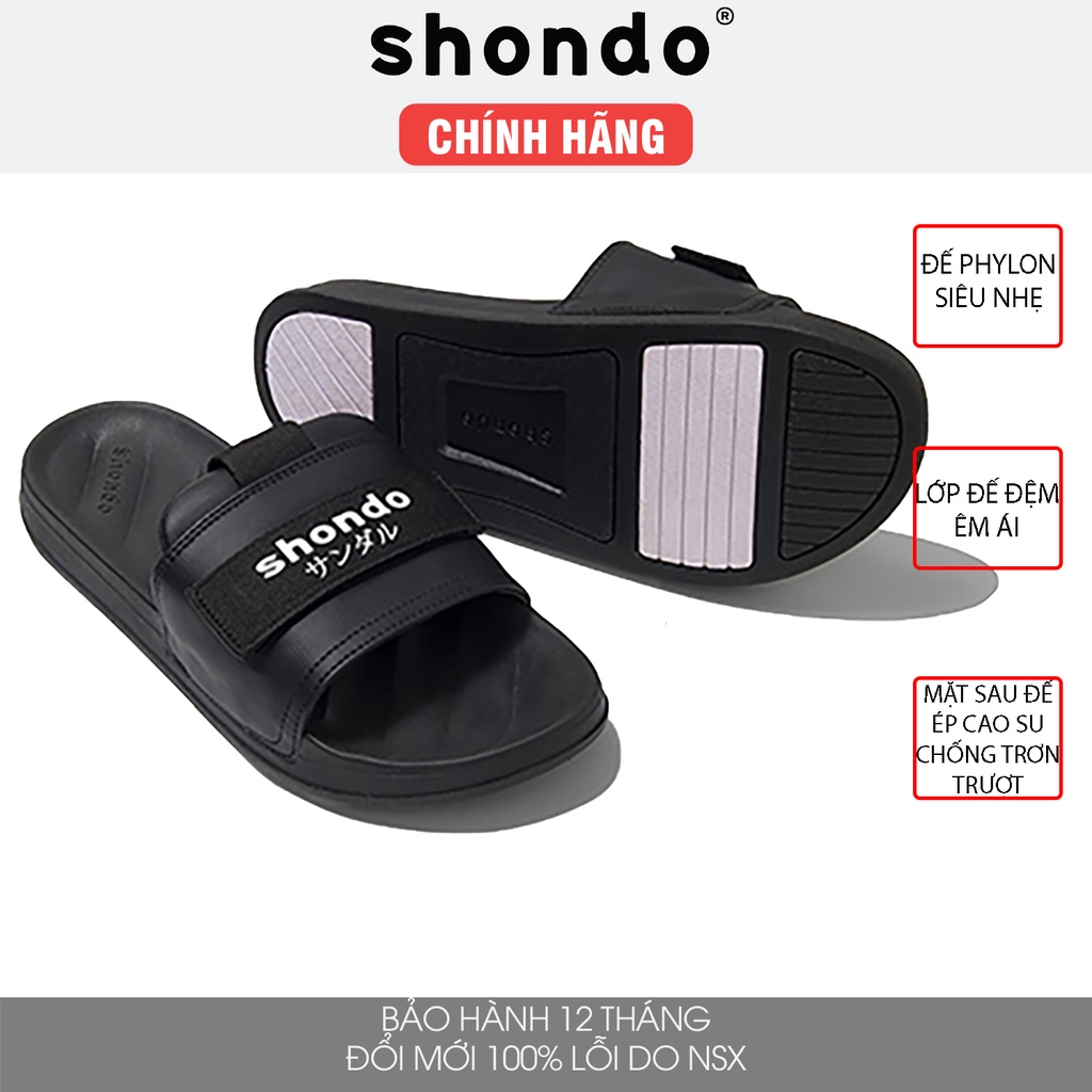 Dép Shondo Trendy Đen In Chữ TRE1012