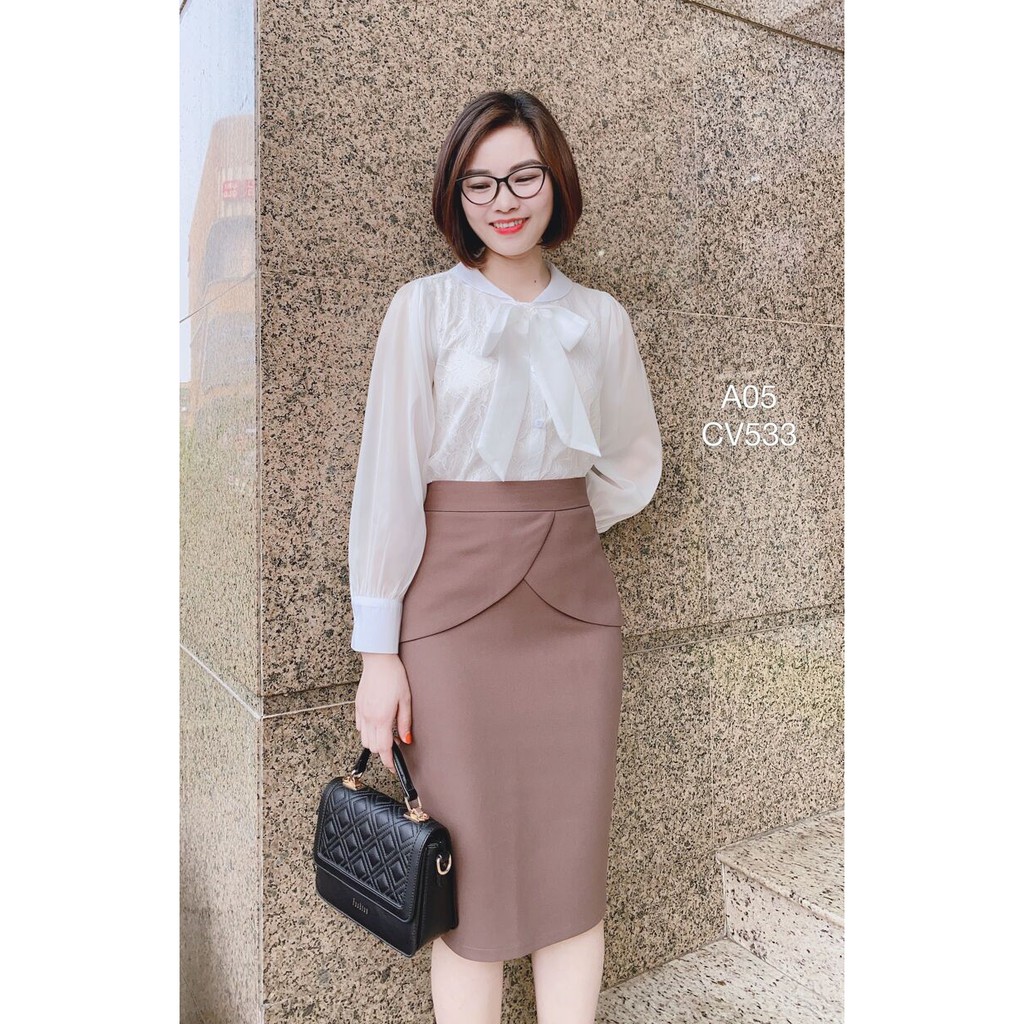 Chân váy bút chì bèo chéo bụng LELY CV 533 Bèo Chéo Bụng ,Nữ Tính, Nhẹ Nhàng