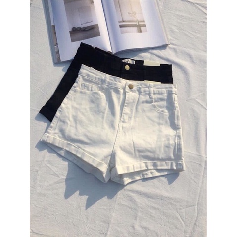 Quần short nữ kaki mặc nhà lưng cao BASIC lật lai chất dày mịn hàng chuẩn shop