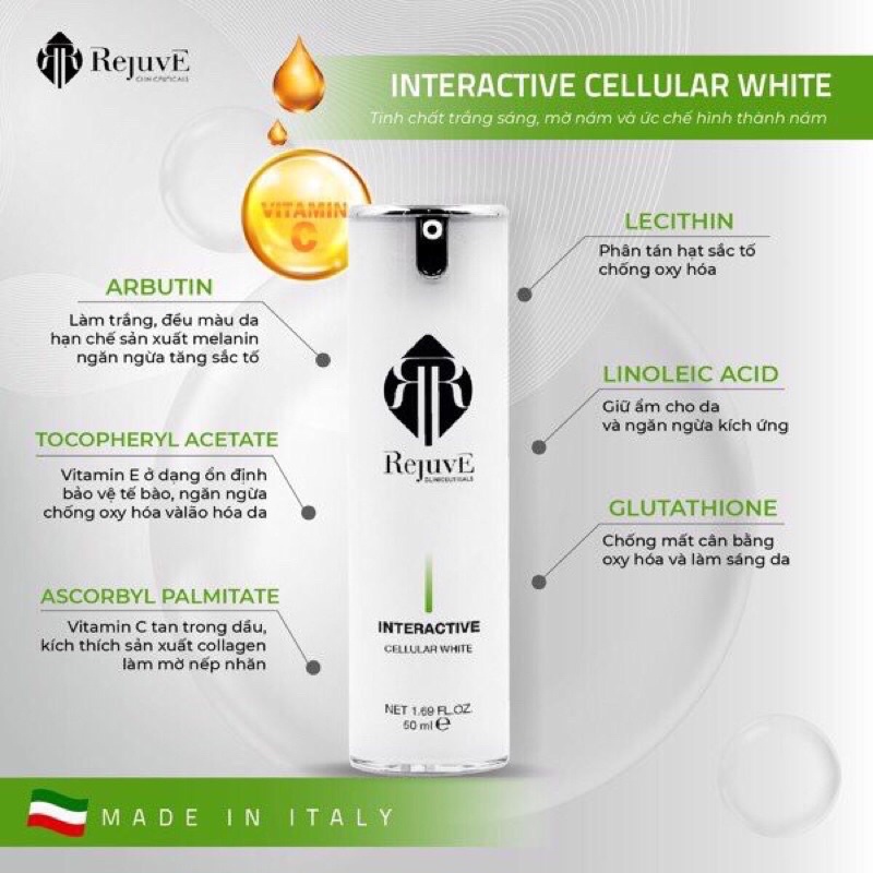 ✅Công Ty - Tinh chất trắng da, mờ nám REJUVE INTERACTIVE CELLULAR WHITE 50 mL