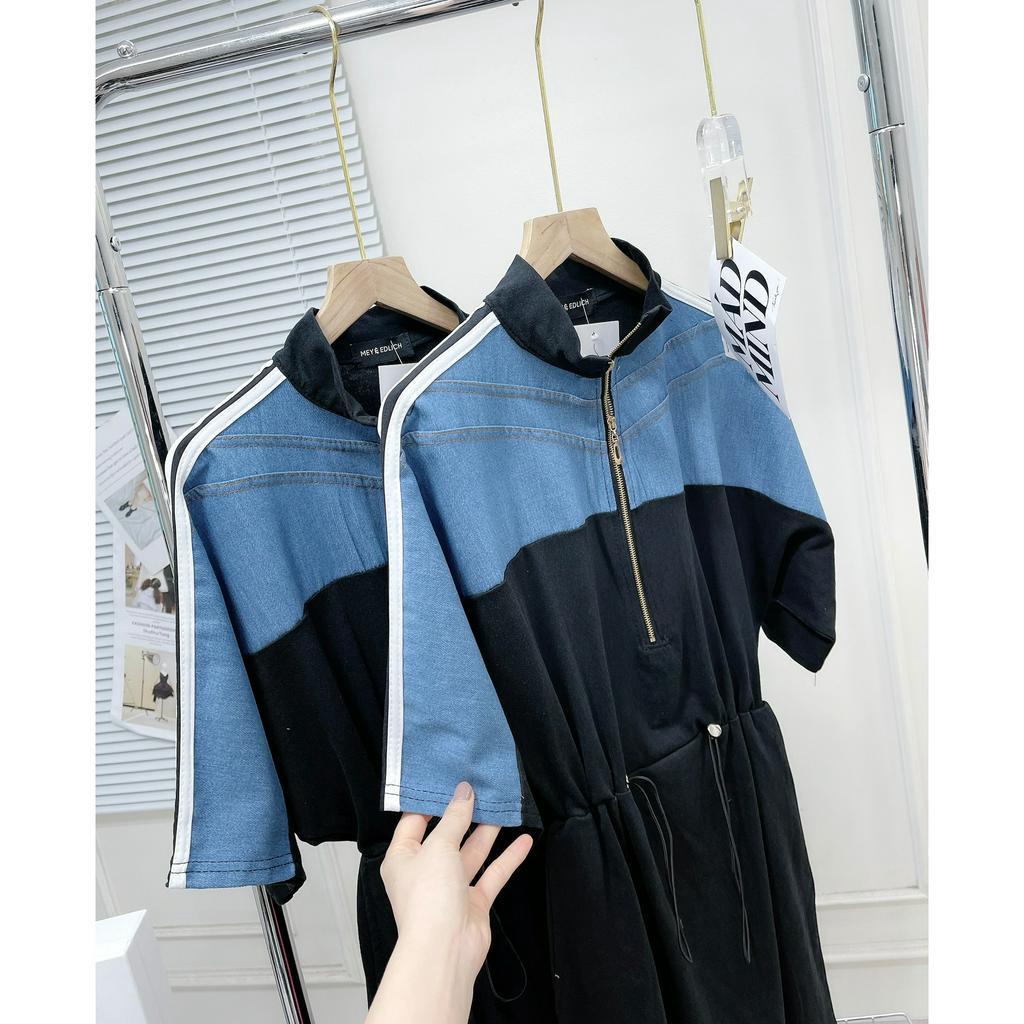 Váy cotton phối bò rút eo về cực đẹp DN66