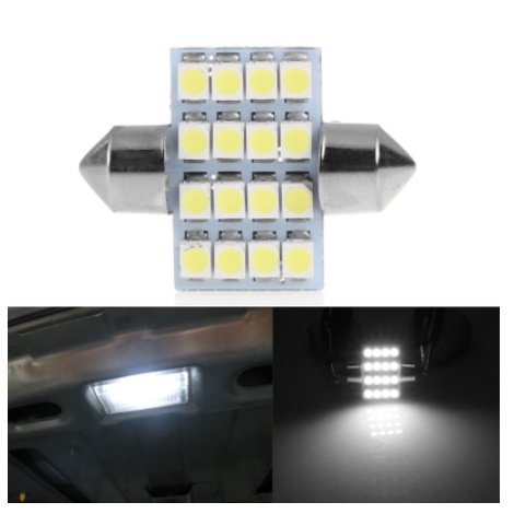Bóng đèn LED 31mm trần nội thất 16SMD gắn biển số xe hơi ô tô tương thích Toyota Innova Vios siêu sáng tiết kiệm điện
