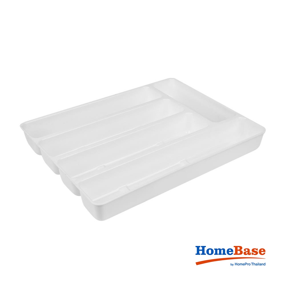 Homebase JCJ Khay đựng dao nĩa dụng cụ ăn 5 ngăn bằng nhựa 2402 Thái Lan W26xD34.5xH4.5 Cm màu trắng