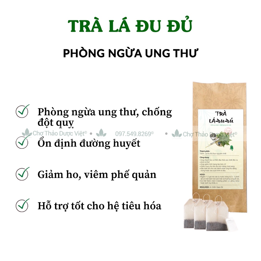 Trà đu đủ túi lọc (Thanh nhiệt, giải độc, đặc biệt tốt cho người ung thư) - Chợ Thảo Dược Việt