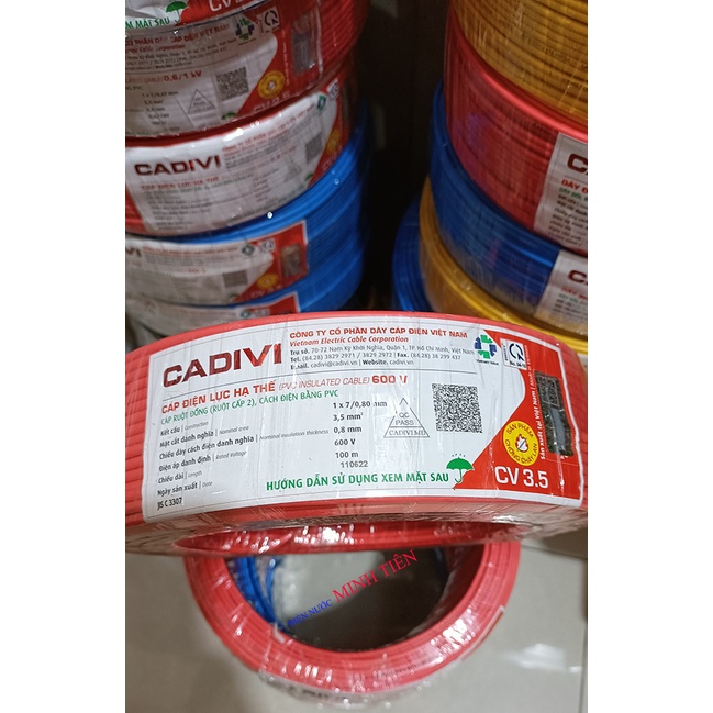Dây điện đơn Cadivi, dây cáp điện đơn Cadivi  CV 1.5, CV 2.0,CV 2.5, CV 3.5, CV 4.0 lõi đồng bọc nhựa PVC
