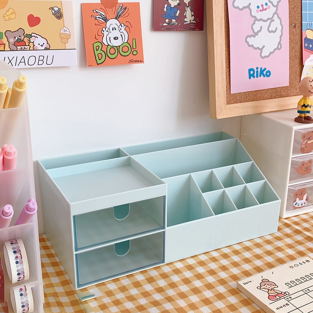 Hàng Sẵn Kệ đựng mỹ phẩm, đồ dùng học tập để bàn Thiết kế nhiều ngăn Ngăn kéo Dễ thương đẹp 【Tennessee052】