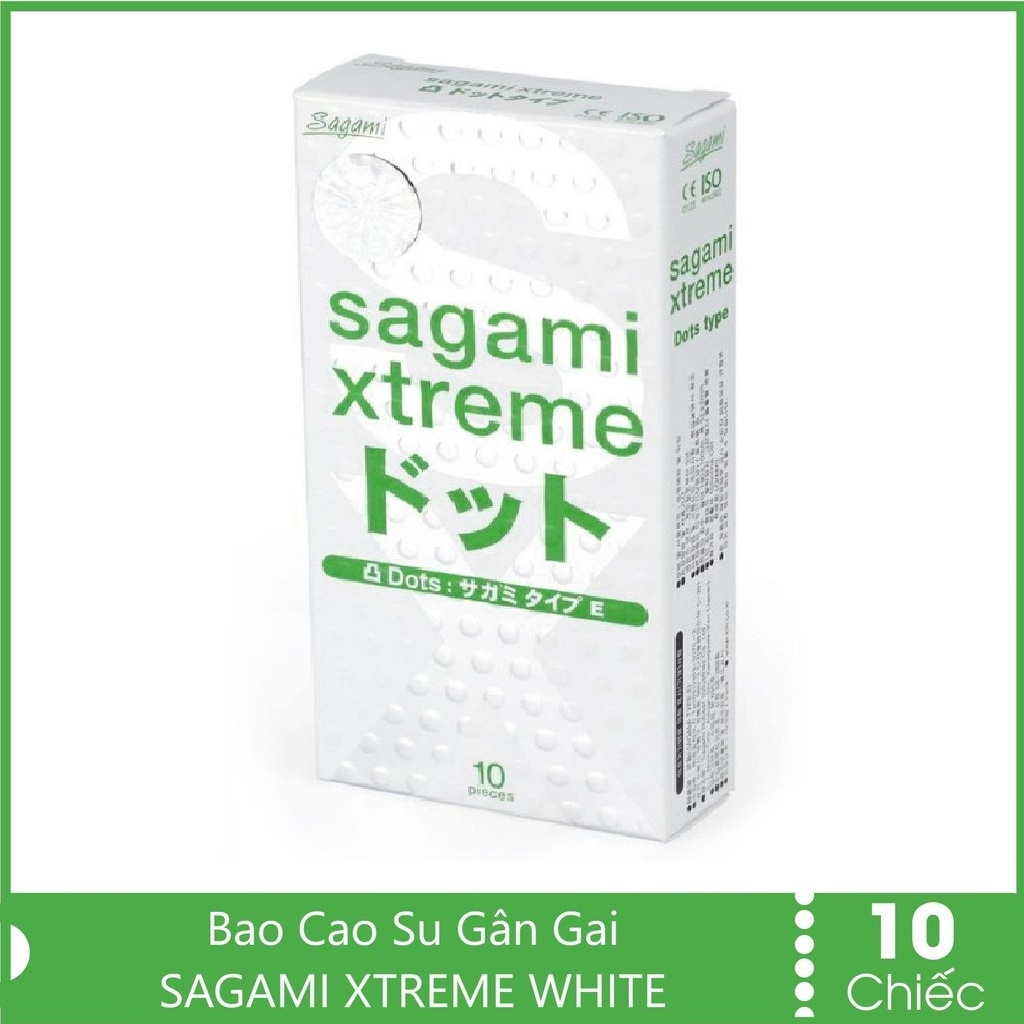 Bao cao su gai Sagami Extreme White siêu mỏng chính hãng xuất xứ Nhật Bản hộp 10 chiếc Nikisa an toàn chất lượng