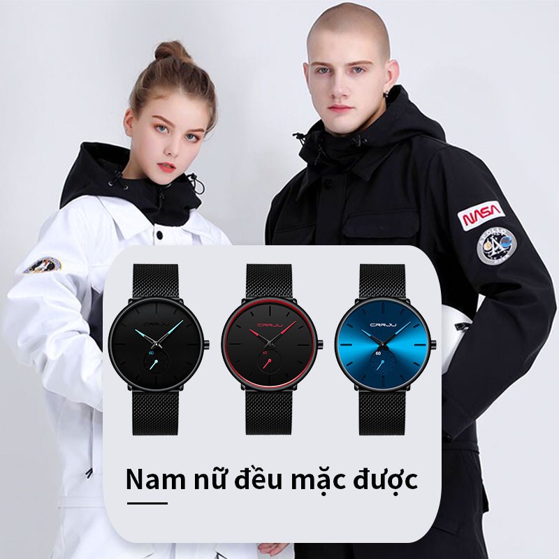 Đồng hồ đeo tay thạch anh CRRJU 2150 dây bằng thép không gỉ sang trọng cho nam