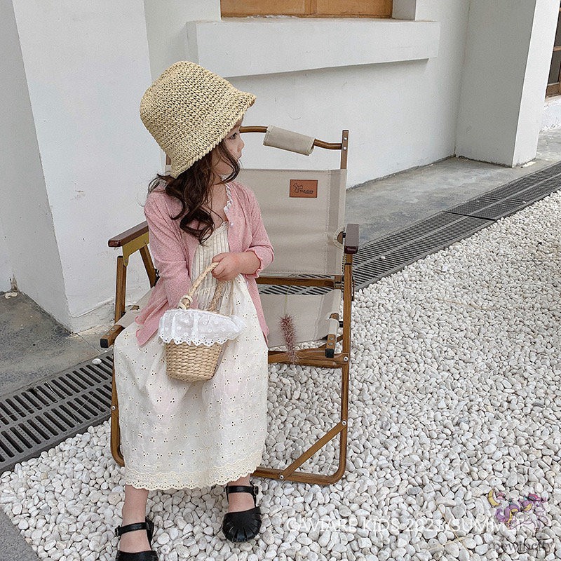 Đầm Công Chúa Hai Dây Thêu Họa Tiết Thời Trang Mùa Hè Hàn Quốc Cho Bé Gái