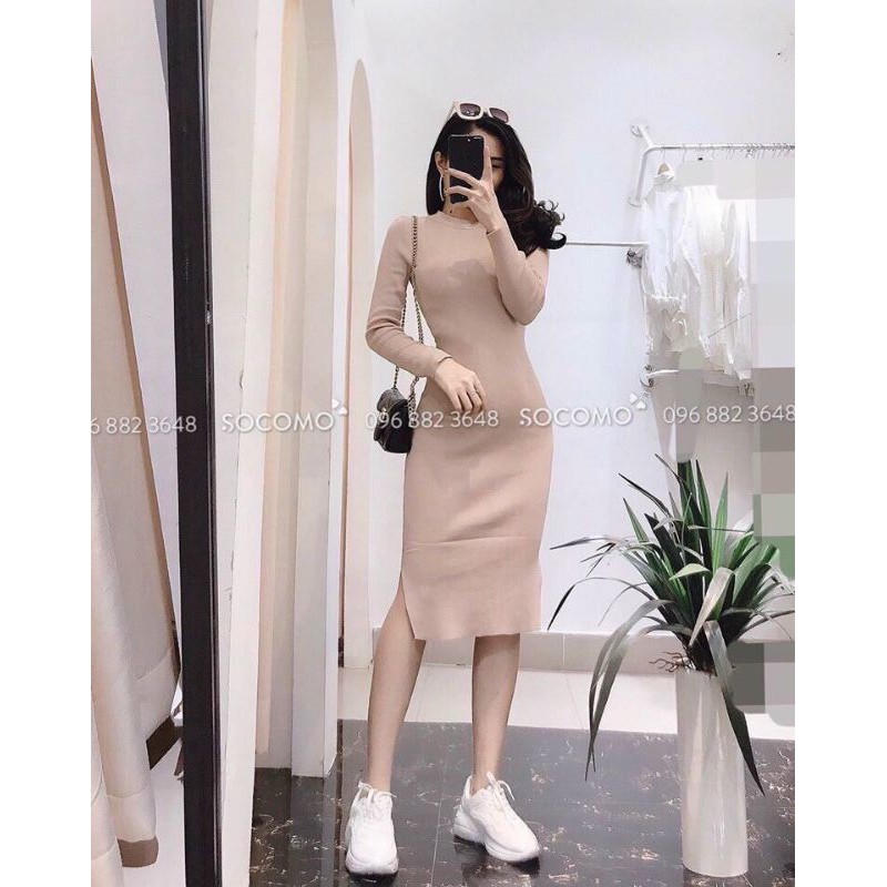 Váy len body cổ tròn xẻ tà hot hit Quảng Châu Hàng Sẵn | BigBuy360 - bigbuy360.vn