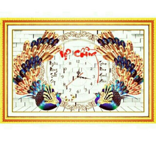Tranh Đính Đá Đồng hồ Vợ Chồng Kt:80×51cm