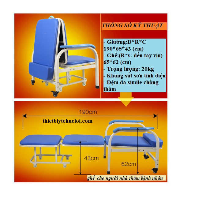 Ghế giường đa năng chăm sóc bệnh nhân