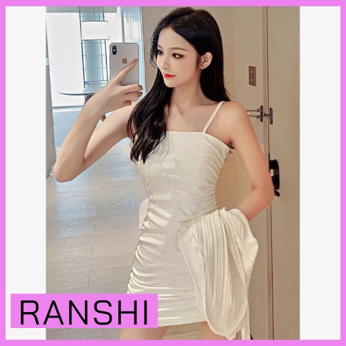 Váy Hai Dây Nhún Sườn RANSHI Đầm 2 Dây Quyến Rũ Chất Thun Cotton Thoáng Mát Có Tăng Đơ Điều Chỉnh Dây - RBD024