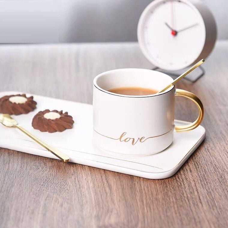 Set cốc uống cà phê in hình chữ love kiểu dáng đơn giản cho dân văn phòng: 1.5.9