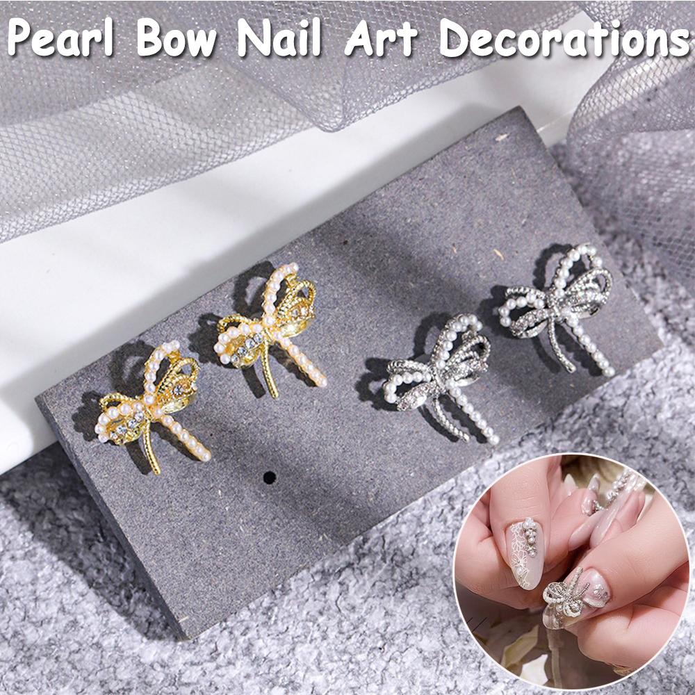 Set 5 Phụ Kiện Trang Trí Móng Tay Hình Nơ 3D Bằng Hợp Kim Xinh Xắn|Miếng Dán Trang Trí Móng Tay Nghệ Thuật DIY