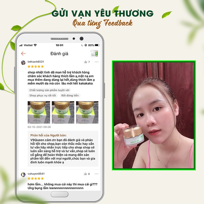 Mặt nạ thải độc V9Queen, dưỡng ẩm làm sáng da ngăn ngừa thâm nám tàn nhang V9 Detox 30ml