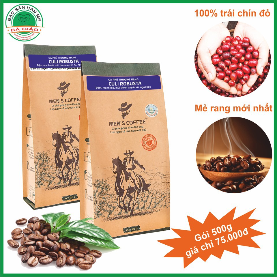 [SALE GIÁ GÔC] Cà Phê BỘT Men's Coffee - Dòng CULI ROBUSTA Đặc Sản Buôn Ma Thuột (gói 500gr)