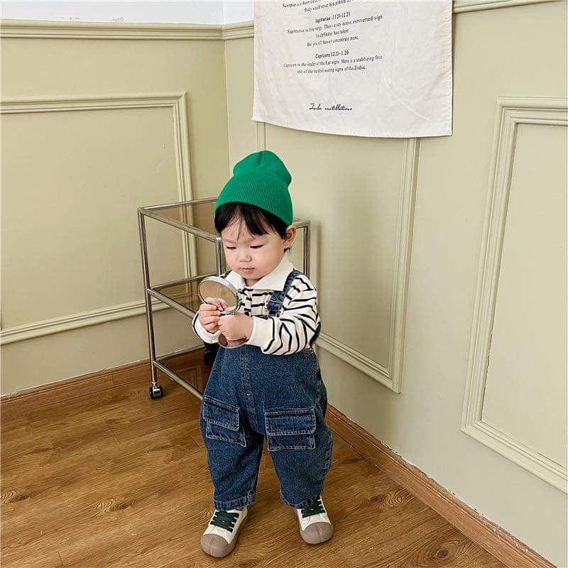 Quần yếm bò cho bé trai bé gái từ 1 đến 5 tuổi, quần yếm jean xanh A4 Ttom.kids