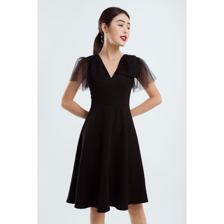 Đầm cách điệu tay phối sheer edini - d1150