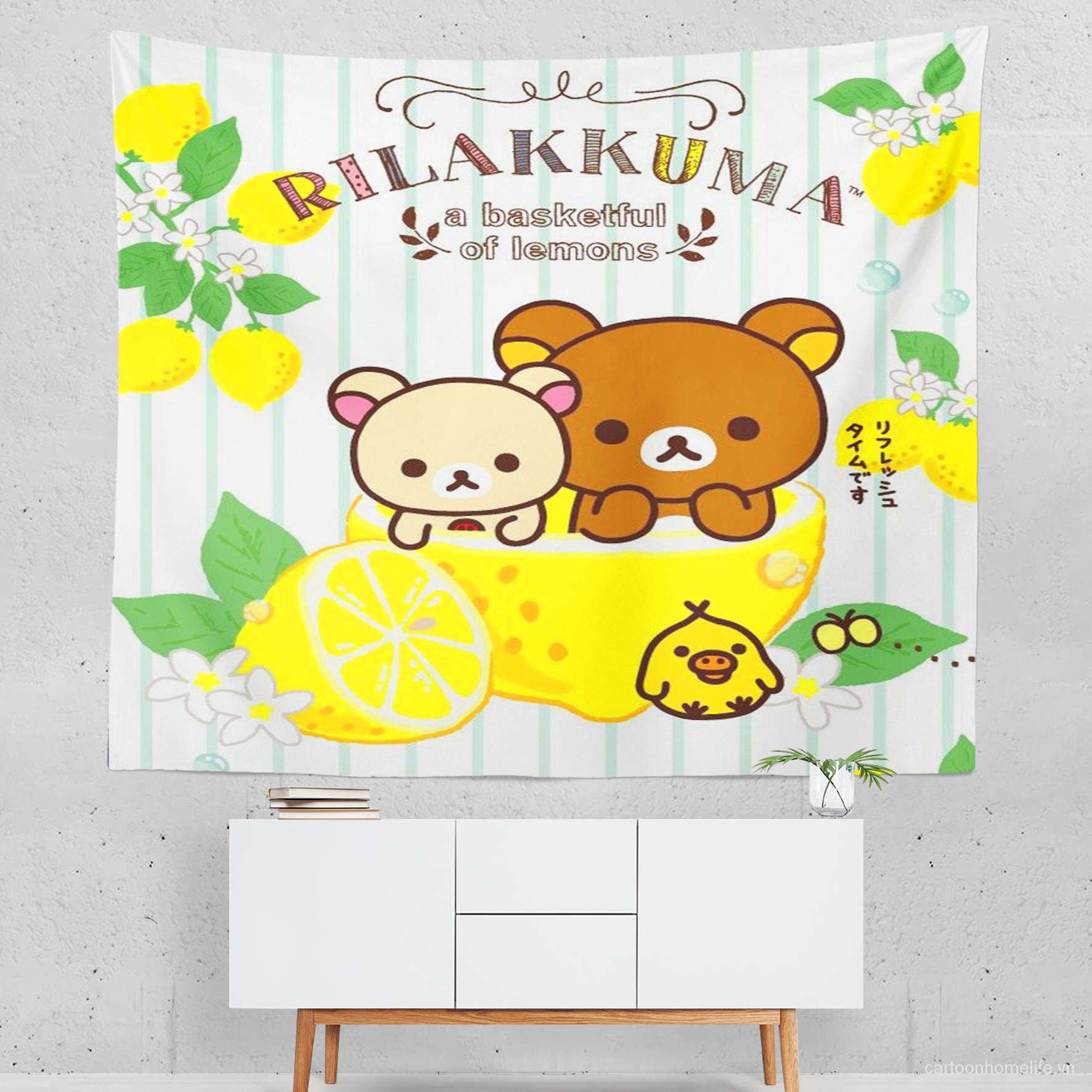 Thảm Treo Tường Trang Trí In Hình Chú Gấu Rilakkuma Dễ Thương