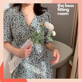 D100 - đầm bigsize hoa nhí cổ v dáng dài