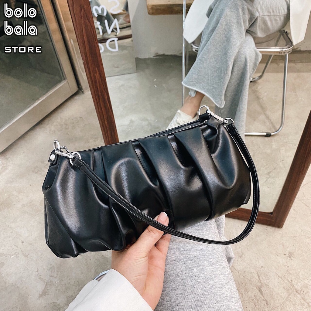 Túi đeo vai kẹp nách Bolobala Túi xách nữ đẹp cao cấp da nhún thời trang đi chơi phong cách hàn quốc - TX38