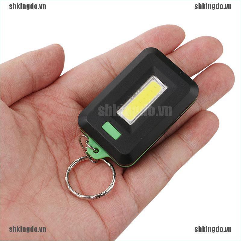 Móc chìa khóa tích hợp đèn pin LED COB mini vỏ chống nước tiện lợi khi cắm trại