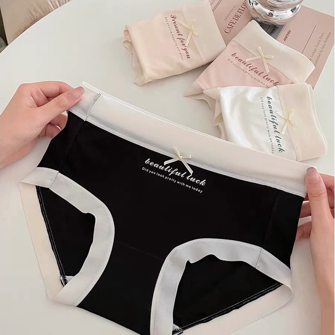 Quần lót nữ cotton viền lụa kháng khuẩn cạp cao 𝐁𝐞𝐚𝐮𝐭𝐲 𝐋𝐮𝐜𝐤
