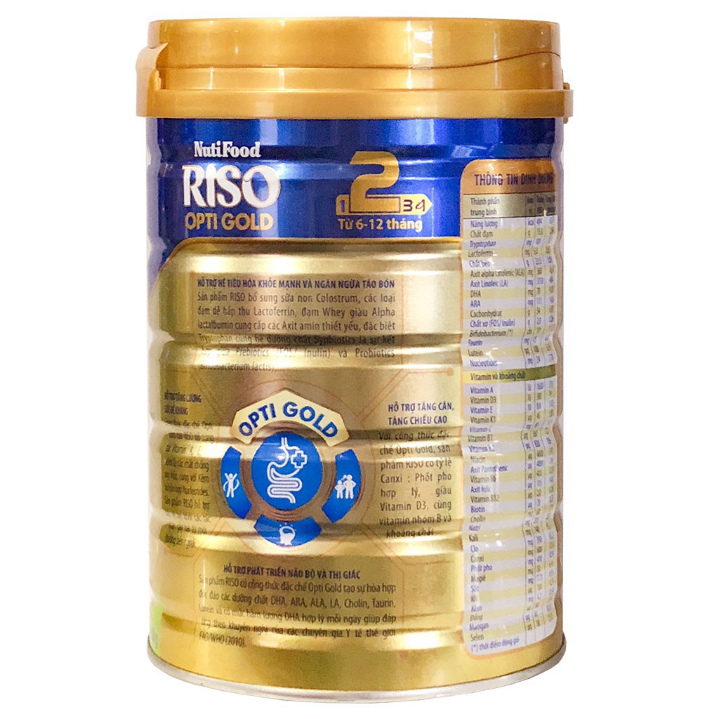 1 lon Sữa Nuti RISO OPTI GOLD 2 loại bột 900g
