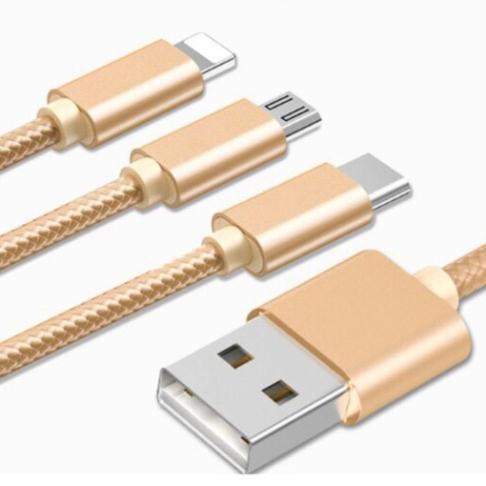 Cáp Ba đầu, dây dù: Type C/ 8600/ iphone 7