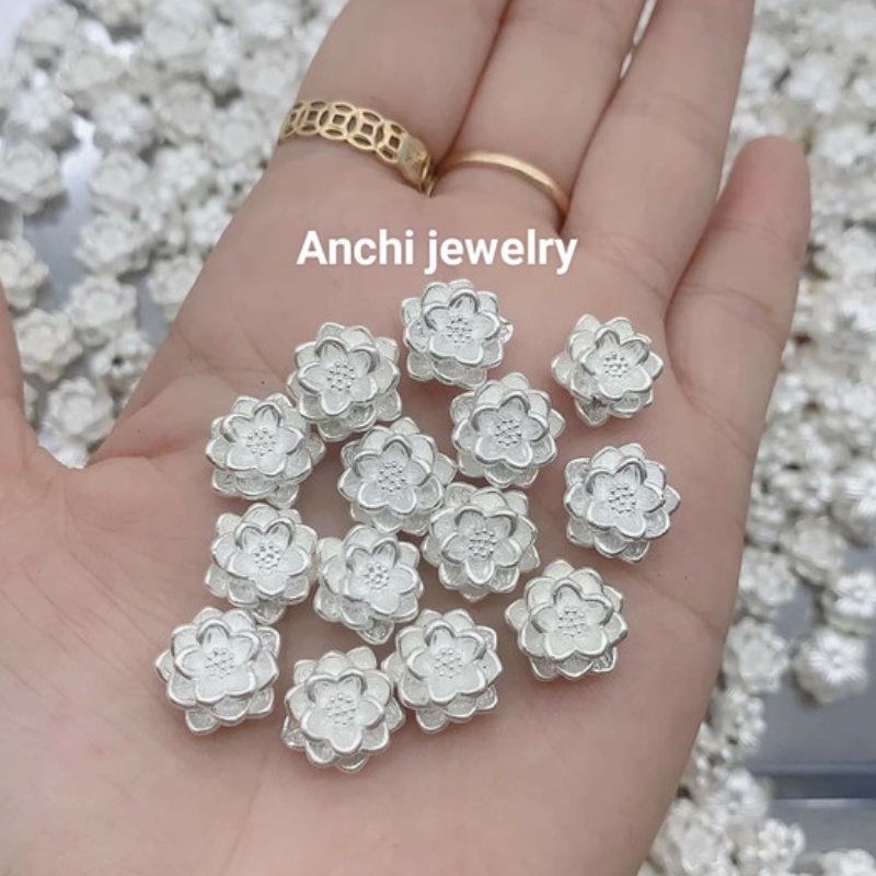 Charm hoa sen bạc mạ vàng mix vòng tay, ANCHI5055