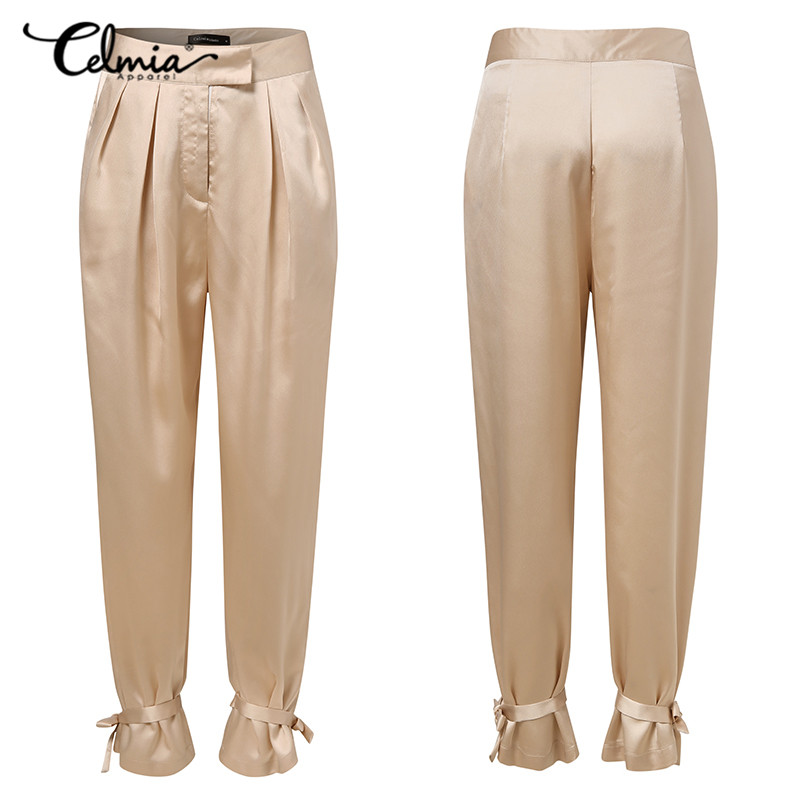 CELMIA Quần Dài Nữ Lưng Cao Ống Rộng Màu Trơn Thời Trang | BigBuy360 - bigbuy360.vn