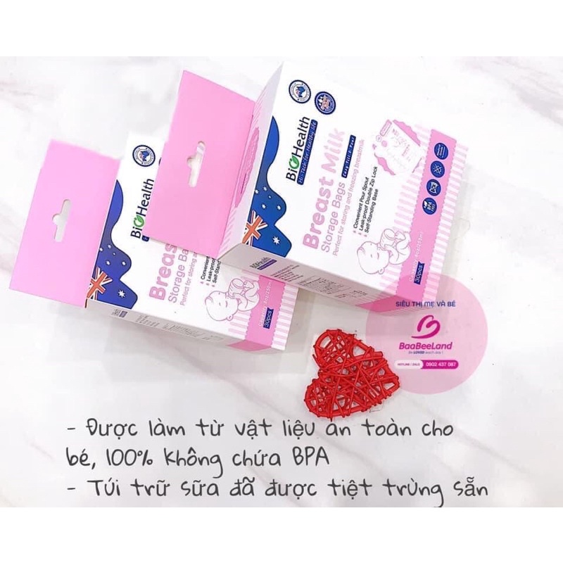 Túi trữ sữa Biohealth 250ml hộp 30 túi - BAABEELAND