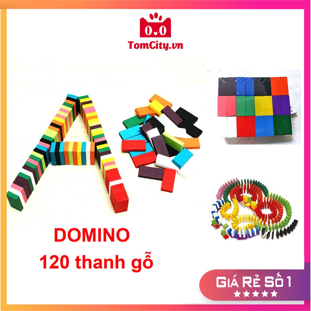 Bộ Domino Gồm 120 chi tiết nhiều màu, cho bé chơi mà học