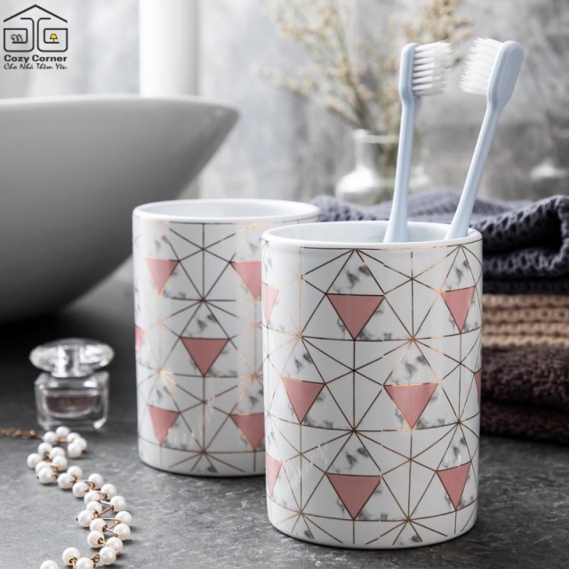 BỘ ĐỒ DÙNG NHÀ TẮM PINKY MOSAIC BẰNG SỨ