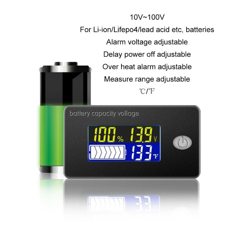 Vôn Kế Điện Tử Pcfx 10-100v Li-Ion Lifepo4 Tiện Dụng