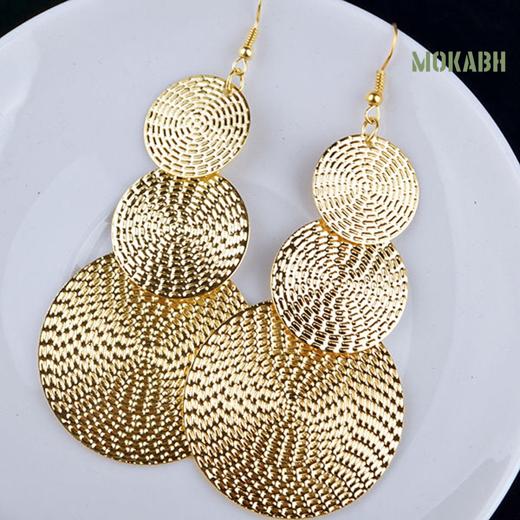 Bông Tai Dáng Dài Nhiều Lớp Hình Tròn Thời Trang Thanh Lịch Cho Nữ