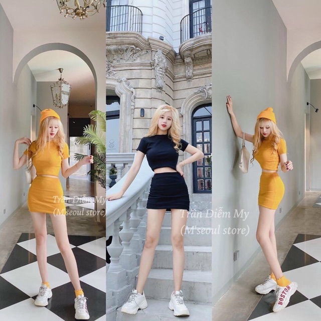 Set bộ body chân váy trơn - freesize dưới 50kg - carotshop