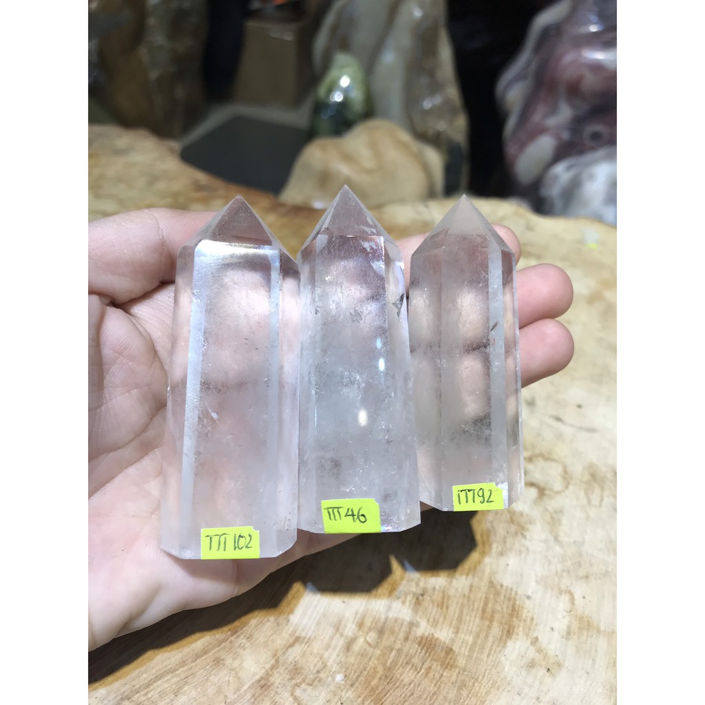 Trụ tinh thể đá thach anh trắng tư nhiên, thanh tẩy, trang trí, nâng cao năng lượng, size trung bình 6,5 cm | BigBuy360 - bigbuy360.vn