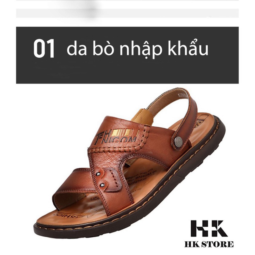 Dép sandal nam xuất khẩu  HK.STORE  da bò nguyên miếng nhập khẩu từ thái lan siêu siêu êm chân khâu may chắc chắn.