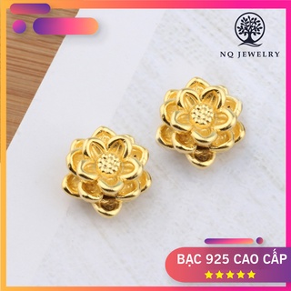 Charm bạc bông sen mạ vàng xỏ ngang