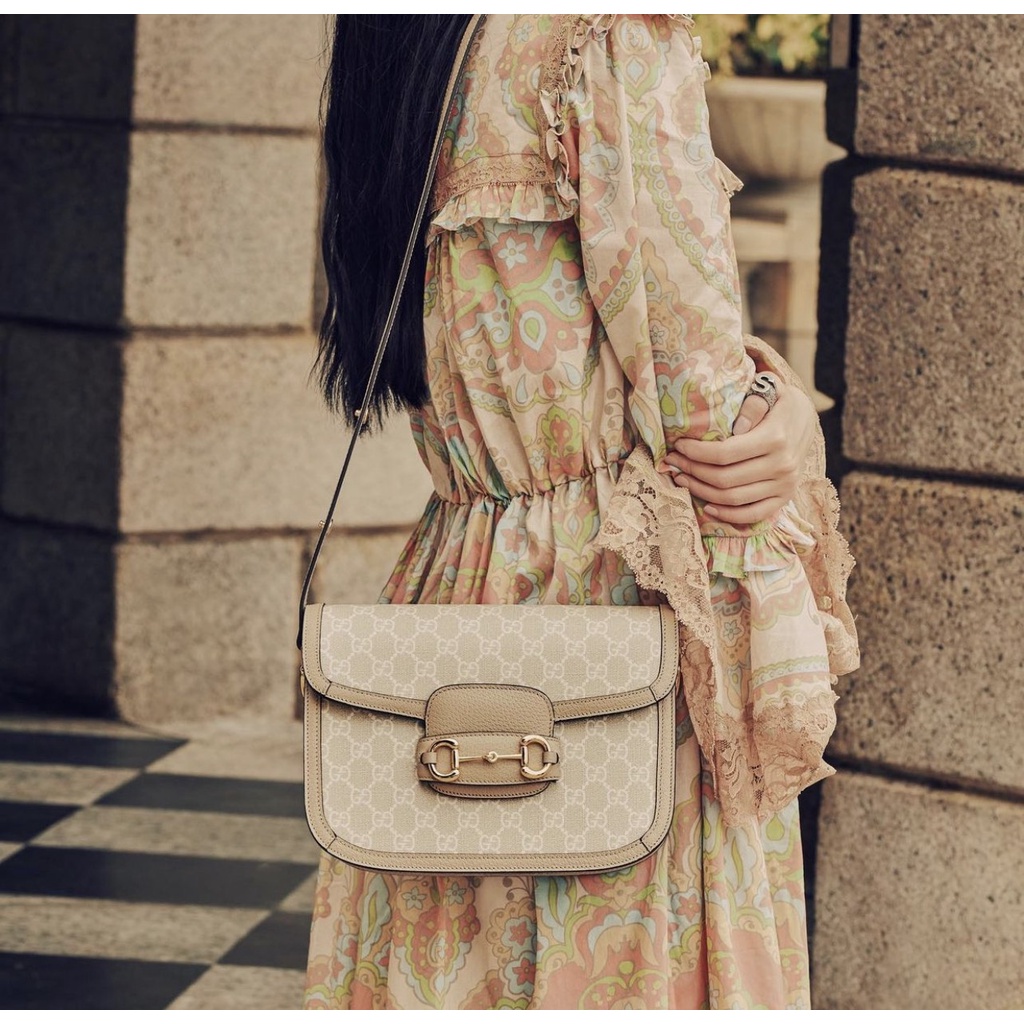 Túi Xách Nữ Horsebit 1955 Size 25 Cao Cấp Màu Tráng Có 2 Hộp