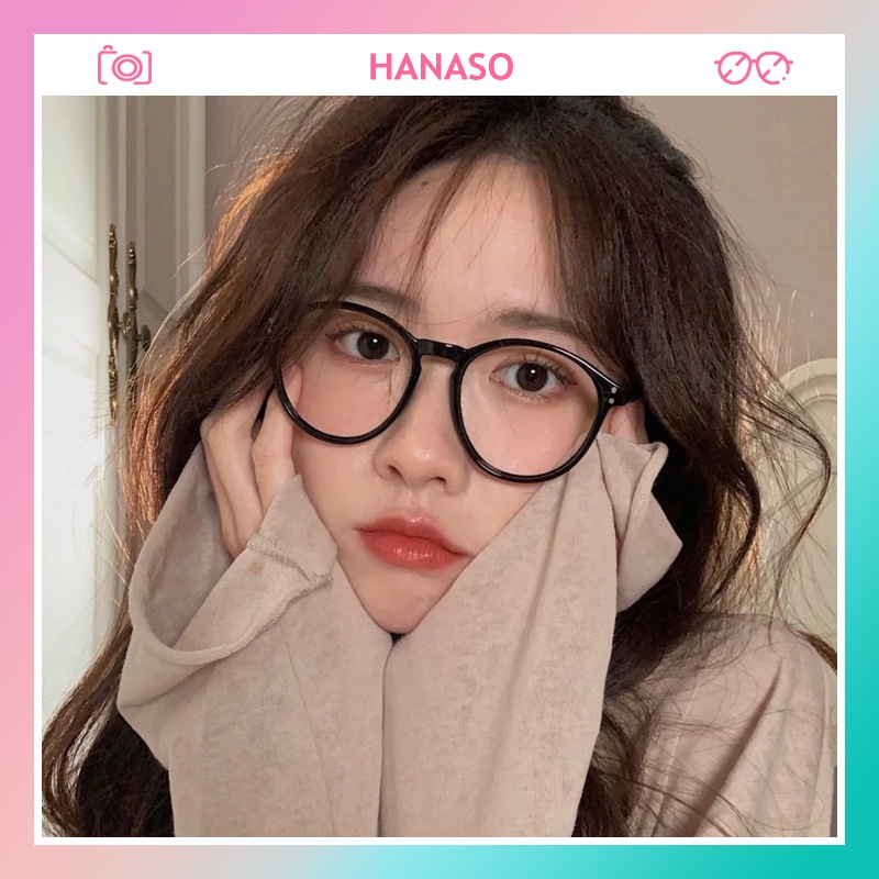 Kính giả cận mắt ngố tròn phong cách Nhật Hàn dễ thương chống UV và tia bức xạ thời trang nữ đi chơi chụp ảnh đẹp 076